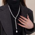 Linman Elegant Classic Women Girls Fashion Pearl LPortable ong Necklace Fashion Sweater Chains Luolong. 
