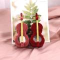 Organizer Jewelry box Practical Storage Flocking Violin necklace Mini Women's Earrings display case for Home decor Travel. 
