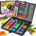 150 Piece Deluxe Art Set Drawing Set for Kids Crafts Kit Box Gift Art Supplies for Drawing, Painting and More Black TBS. 
