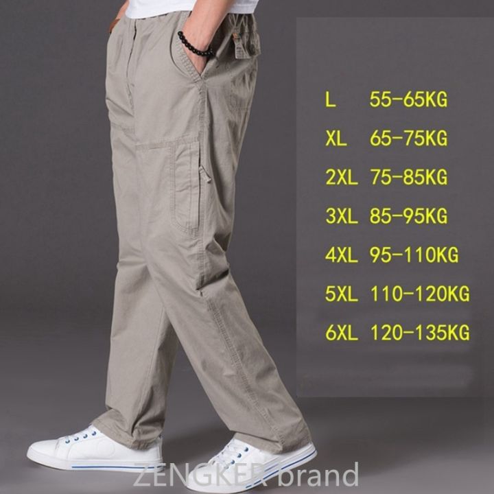 spring%20summer%20casual%20pants%20male%20big%20size%206XL%20Multi%20Pocket%20Jeans%20oversize%20Pants%20overalls%20elastic%20waist%20pants%20plus%20size%20men%20-%20Image%203