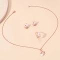 【hot】 4 Pieces Rose Gold-Color Lady Flower Fashion Accessories Zircon Simple Ornate Exquisite Necklace Ring Earrings Jewelry Set. 