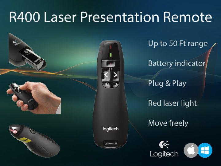 Logitech R400 Buttons Logitech R400 Wireless Presentation Remote 2.4 GHz USB-Receiver Red ...