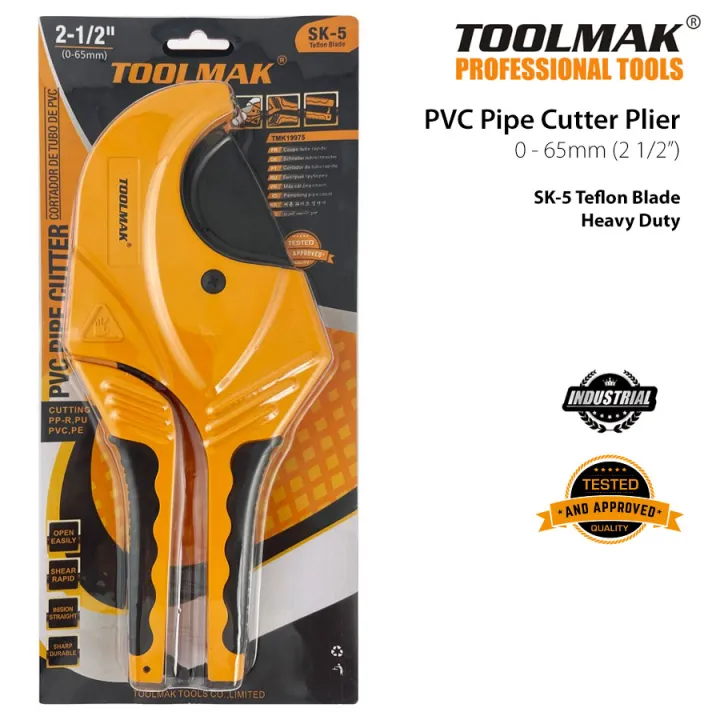 Professional PVC Pipe Cutter Heavy Duty Ratchet Type Tube 65mm for Cutting PEX, PPR, PVC, Plastic Pipe, Multi-functional Tool, Ideal for Household, Maintenance, Plumber - Toolmak