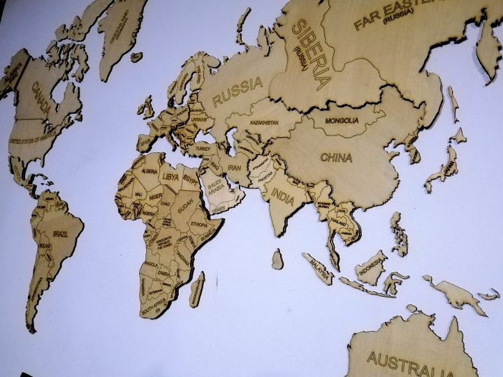 World Map- wooden