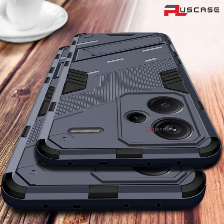 PlusCase for Xiaomi Redmi Note 13 Pro+ Plus 5G Stand Shockproof Phone Case Lens Camera Protection Armor Hard Casing