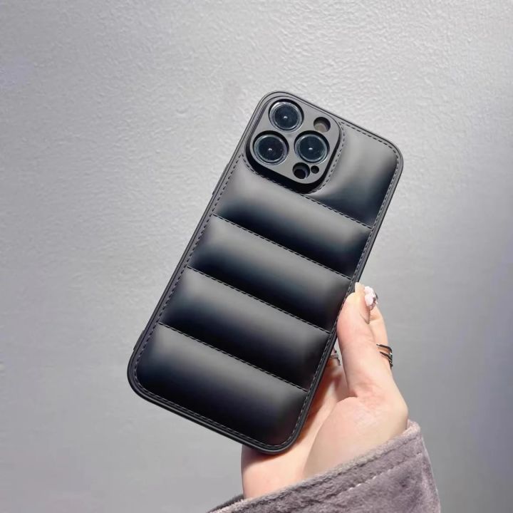 High-grade Down Jacket matte Bumper Anti-drop phone case for iphone X XR XS 12 13 11 114 Pro Max black white The Puffer cover