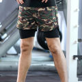 Men's 2 in 1 Training Shorts Quick-Dry Camouflage Pockets Basketball Running Shorts Gym Fitness Pants. 