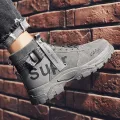 Martin Boots Men's Spring New Casual Breathable Worker Boot Korean Style Trendy All-Matching British Style Mid-Top Fashion Shoes Summer. 