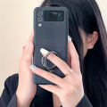 HOCE Carbon Fiber Pattern Ring Holder Phone Case for Samsung Galaxy ZFlip 5 ZFlip 4 ZFlip 3 Cases with Ring Bracket Shockproof Hard Cover. 