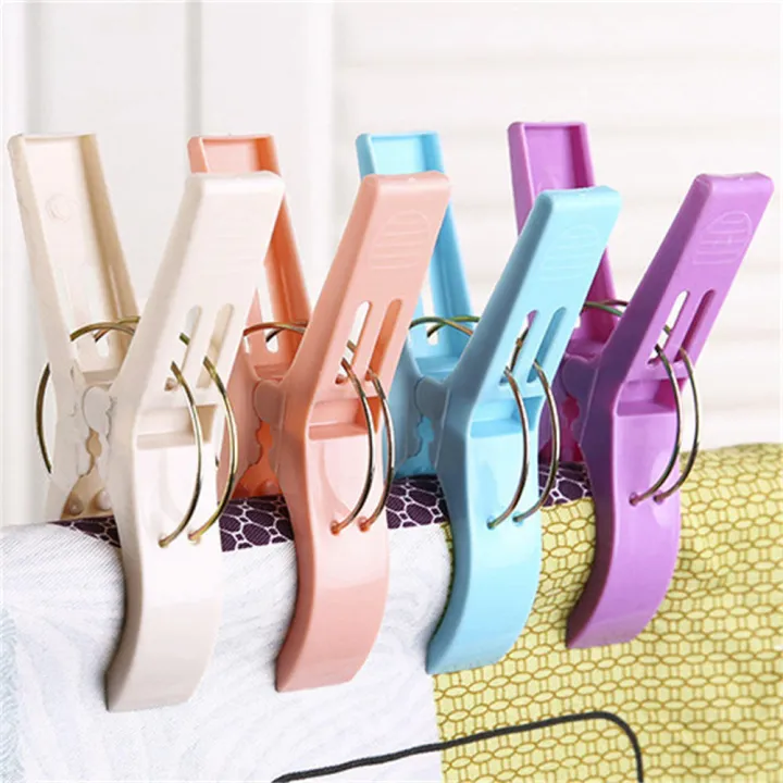 4pcs%20/set%20Clothes%20Hanger%20Beach%20Towel%20Clips%20Clothes%20Drying%20Clips%20Large%20Plastic%20Windproof%20Clothes%20Hanging%20Peg%20Quilt%20Clamp%20Holder%20for%20Beach%20Chair%20-%20Image%202