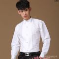 Shirt Men's Long Platform Chorus Wedding White Shirt Dance Dress Performance Best Man Sleeve Bow Tie Men's Shirt -. 