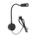 Wall-Mounted Reading Lamp Wall Lamp Hose Bedside Lamp Minimalist Style (Black US Plug). 