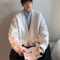 Cardigan Sweater Men's Fall Korean Trend Loose Solid Color College Style Sweater ins Fashion Brand All-Matching Coat. 