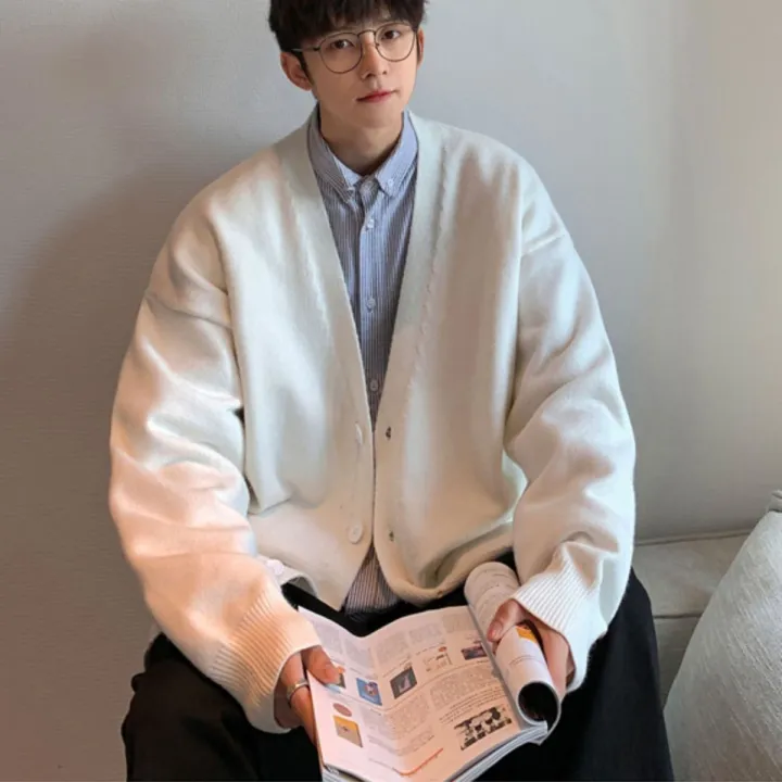 Cardigan%20Sweater%20Men's%20Fall%20Korean%20Trend%20Loose%20Solid%20Color%20College%20Style%20Sweater%20ins%20Fashion%20Brand%20All-Matching%20Coat%20-%20Image%204