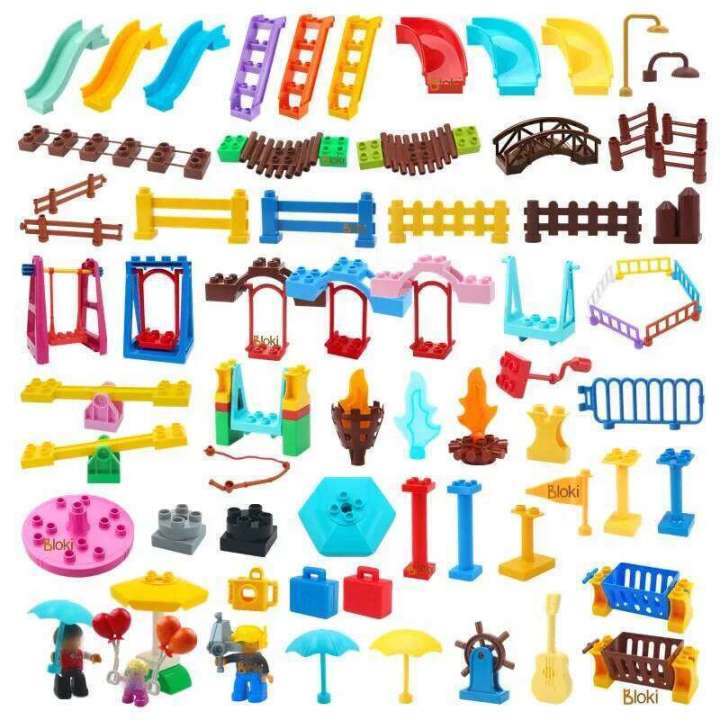 Big Building Blocks Compatible Slide Swing Seesaw Park Playground Series Large Bricks Children Educational Creative Toy Kid Gift