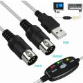 USB IN-OUT MIDI Cable Converter PC to Music Keyboard Adapter Cord. 