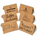 10 s Happy Birthday Cards Fold Up Kraft Paper Postcard Gift Decoration Blank Greeting Card Birthday Invitations Gift Card. 
