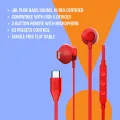 JBL Tune 305 Wired in-Ear Type C Headphones, Hi-Res Audio with Digital-to-Analog Converter, 3-Button EQ Preset Remote with Microphone, Tangle-Free Flat Cable, Compatible with USB-C Devices. 