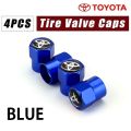 Toyota Tyre Wheel Dust Cap Valves Stem Caps (4PCS) - Blue. 