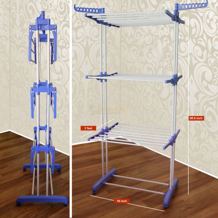 Clothes%20Drying%20Rack,3%20Tier%20Rolling%20Dryer%20Clothes%20Hanger,Collapsible%20Garment%20Laundry%20Rack%20with%20Foldable%20Wings%20and%20Casters%20Indoor/Outdoor,Large%20Standing%20Rack%20Stainless%20Steel%20Hanging%20Rods%20-%20Image%203