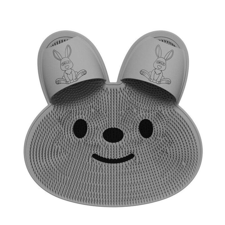 Bath Mat Rabbit Silicone Massage Floor Mat Back Rub Tool Bathroom Non-slip Pad Foot Wash Dead Skin Removal Shower Room Floor Mat