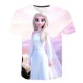 New Summer Frozen 2 T Shirt Anna Elsa Girl 3D Digital Printing Clothing Tops Frozen Snow Queen Anna Elsa Cartoon Print Shirts. 