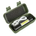 Metal Aluminium Alloy Rechargeable COB LED Flashlight Mini Torch with Adjustable Focus. 