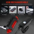 Bike Bicycle Light USB LED Rechargeable Set MTB Road Front Back Headlight Lamp USB LED Rechargeable Bike Bicycle Light Set MTB Road Bike Front Back Headlight Lamp Flashlight Cycling Light Cycling Accessories. 