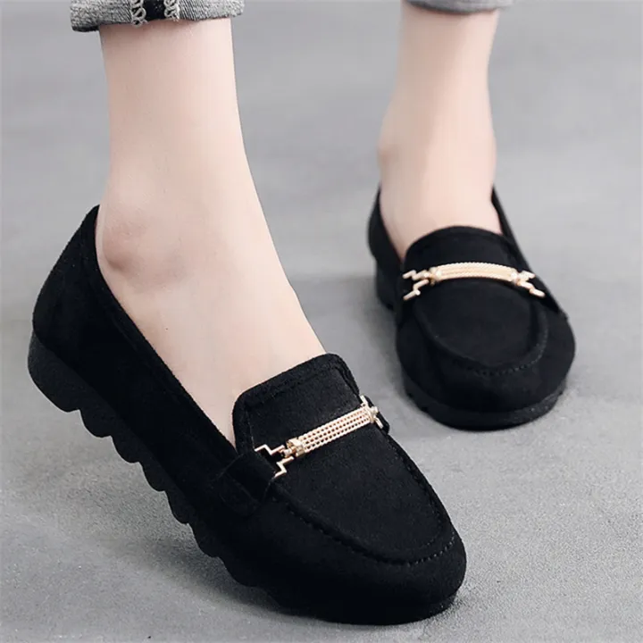 【ZOSR】Pu Sole Old Beijing Cloth Shoes Women's Shoes Flat Mom Shoes Slip-on Flat Gommino 41 plus Size New