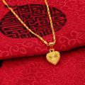 Wenefang Original Heart 24k 999 Pure Gold Color Pendant For Women Necklace Fine Plated 18K Jewelry Love Clavicle Chain Necklace Valentine's Da. 