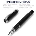 STONEGO 0.38mm Extra Fine Nib Fountain Pen, Black Metal Calligraphy Writing Gift Pen. 