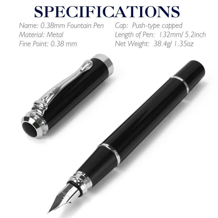 STONEGO%200.38mm%20Extra%20Fine%20Nib%20Fountain%20Pen,%20Black%20Metal%20Calligraphy%20Writing%20Gift%20Pen%20-%20Image%205