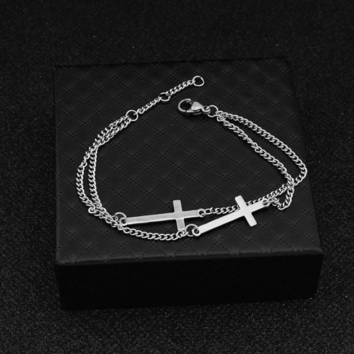 N%20SL%20Bulletproof%20Boy%20Zheng%20Haoxi%20Same%20Style%20Double%20Cross%20Bracelet%20Men%20and%20Women%20Couples%20Double%20Layer%20Mix%20and%20Match%20Personality%20Bracelet%20Wholesale%20-%20Image%203