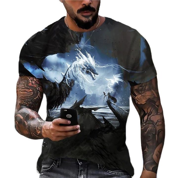 Men'S%20Summer%20Vintage%20Flame%20Dragon%203d%20Printed%20T-Shirt%20Stylish%20And%20Comfortable%20O%20Collar%20Short%20Sleeve%20Oversized%20Top%20-%20Image%206