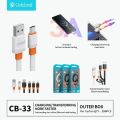 Celebrat CB-33 Portable USB To Type-C Fast Charge And Data Transmission Cable With Flat wire Design And Practical Fits Mobile Phone 3A /480mbps /1M - White. 
