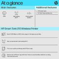 HP Smart Tank 210 Multi-function WiFi Color Inkjet Printer 6000 black 6000 color Copies. 