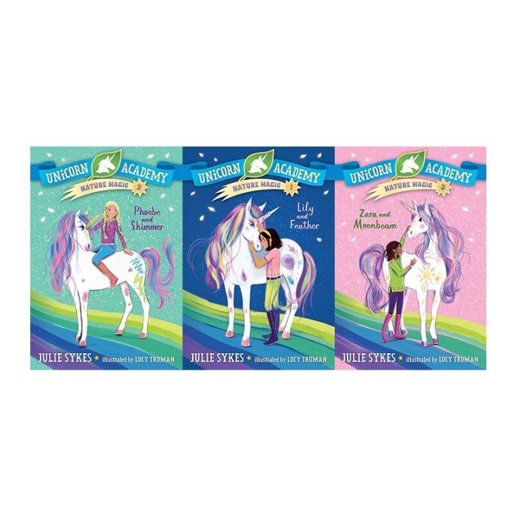 English Original Unicorn Academy Nature Magic Series 3 Book Lily and FeatherPhoebe and Shimmer 6-9 Children's Extended Extracurricular Reading Plot Novel Story Book
