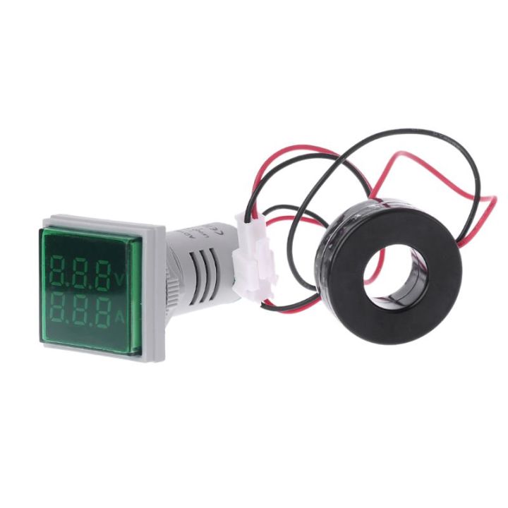 Square Dual Display Voltmeter & Ammeter LED Digital Gauge 60-500V 0 ...