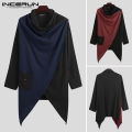 INCERUN Cotton Men's Loose Long Cardigan Gothic Punk Cape Patchwork Jackets. 