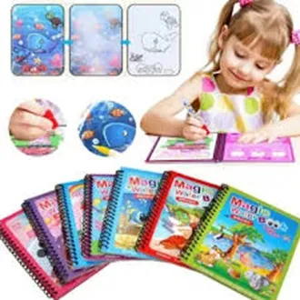 1 Book + 1 Pen Reusable Coloring Book Magic Water Painting Book Sensory Early Education Puzzle Drawing Toys
