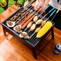 BBQ Grill Machine Portable Barbecue Stove Charcoal BBQ Grill Patio Camping Picnic Burner Foldable Black Steel Stove Portable Simple Barbecue Stove - Black.. 