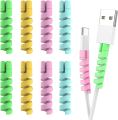 Cable Protector 4 in 1 Pack Holder Organizer Winder Clip Charger Cord Silicone Spiral Cover Flexible Protective Sleeve Charging Cable Protector Cable Protector for Mobile Phones And Laptops. 