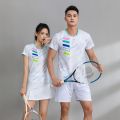 New Badminton Clothing Suit Quick-Drying Breathable Men's and Women's Table Tennis Dress Summer Short-Sleeved Tennis Team Sportswear. 