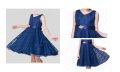 Kids Lace Full Flared Frock Dark Blue Color. 