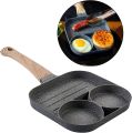 Non-brand Egg frying pan, 3-cup egg cooker, frying pan, non-stick medical stone, multi-egg pan, frying pan with long handle, suitable for gas cookers. 