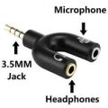 Headset Splitter Jack 3.5mm Female to 2 Male Headphone Mic Audio Y Splitter Adapter. 