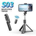S03 Wireless Bluetooth Selfie Stick for Foldable Handheld Monopod Shutter Remote Extendable Mini Tripod Selfie Stick. 