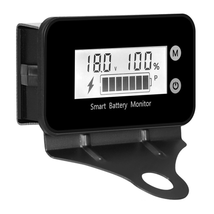 SRIWEN 7-100V Smart Battery Monitor with Bracket, Digital Battery Capacity Tester Battery Voltage Temperature Monitor, Black