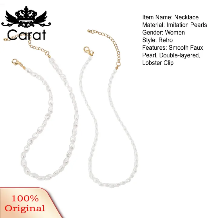 Carat%20Multi-layered%20Necklace%20Double-layer%20Faux%20Pearl%20Choker%20Necklace%20Set%20for%20Women%20Elegant%20Party%20Prom%20Jewelry%20with%20Lobster%20Clip%20Closure%20Stackable%20Design%20for%20Brides%20Solid%20Color%20Neck%20Accessories%20Prom%20Necklace%20-%20Image%203