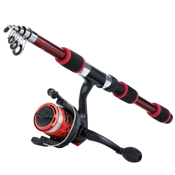 bellylady Portable 1.8m Telescopic Fishing Rod 5.5:1 Gear Ratio Spinning Fishing Reel Set With Fishing Line Fishing Gear